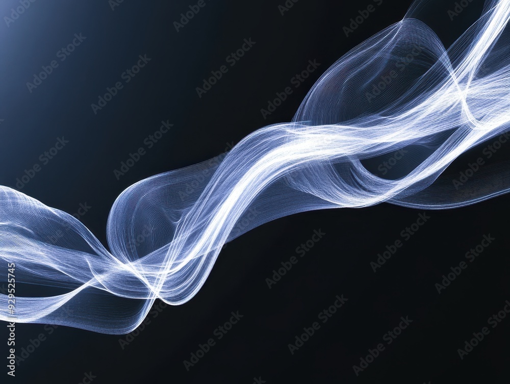 Fototapeta premium Abstract White Smoke on Dark Background - Ethereal and Flowing Lines Creating a Sense of Movement and Mystery