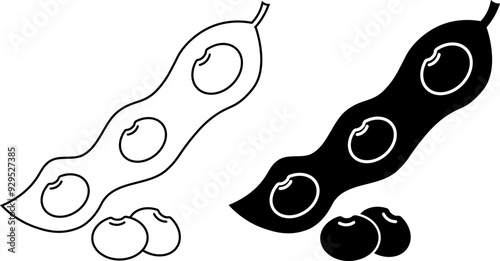 soybean or soya bean icon set