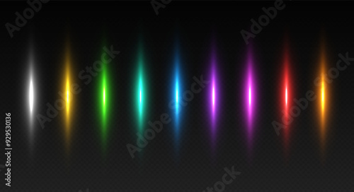 Glowing lines, neon in motion light effect. Shiny beam or ray, abstract speed lines. Vector illustration.