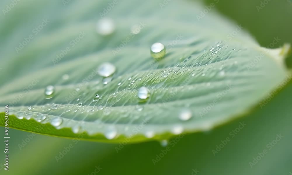 Close-up of water droplets on a green leaf, showcasing nature's beauty and detail. Close-up of water droplets on a green leaf, showcasing nature's beauty and detail.
