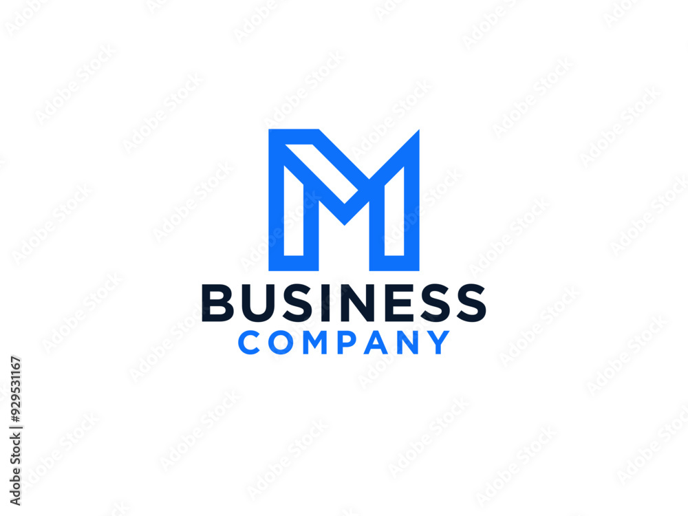 Abstract Letter M Logo Square Flat Line isolated on White Background. Abstract Letter M Logo Square Flat Line isolated on White Background.