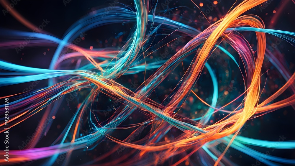 A colorful, abstract image of a rainbow with orange and blue lines A colorful, abstract image of a rainbow with orange and blue lines