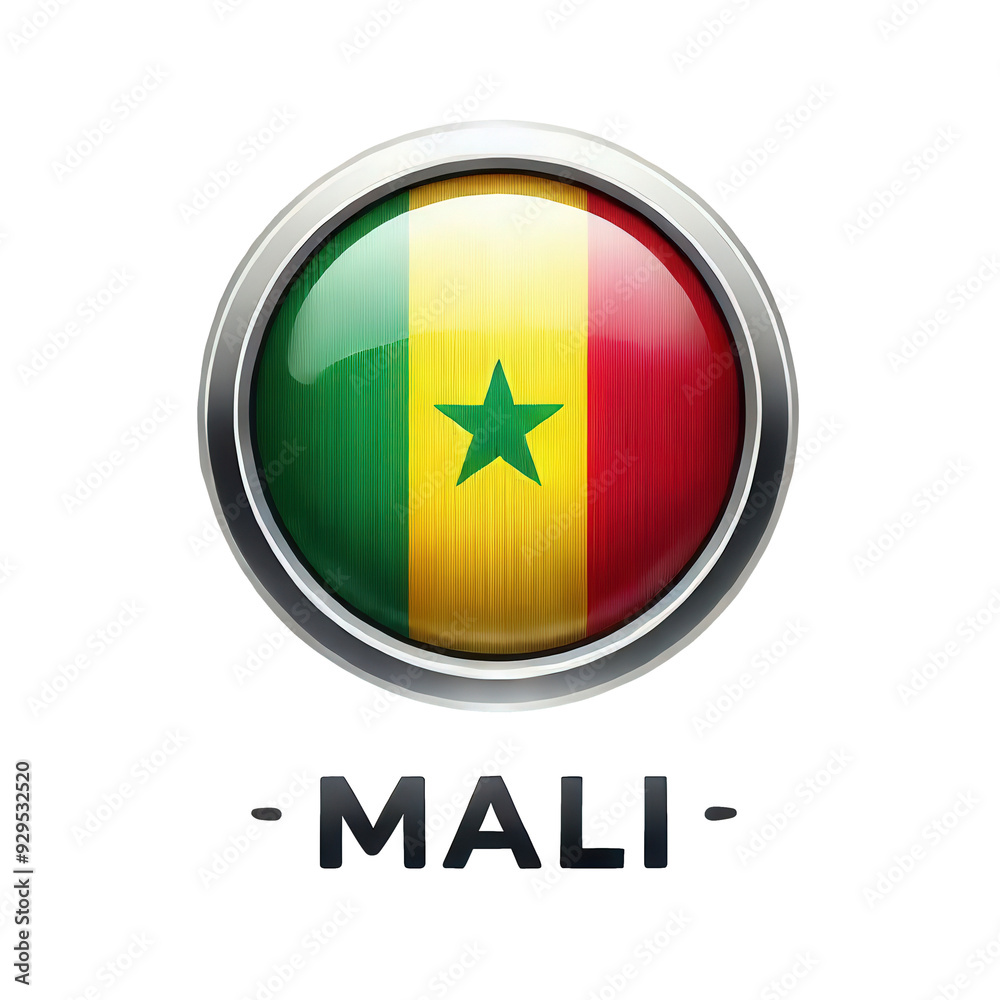 Button design featuring the flag of Mali with a rim Button design featuring the flag of Mali with a rim