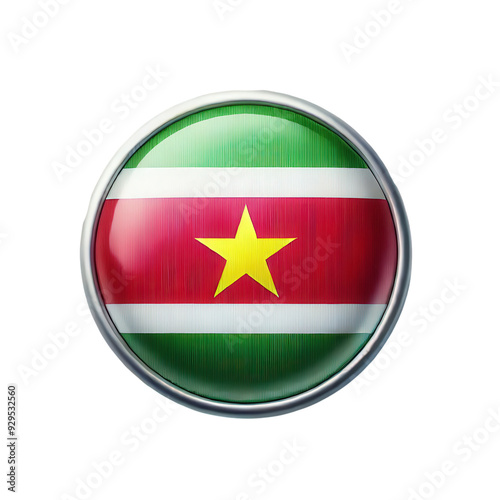 Free Download Round button with Suriname flag and metallic rim - GFXLoad
