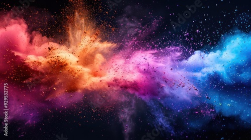 Colorful Holi Powder Explosion on Black Background - Abstract AI Generated Wallpaper