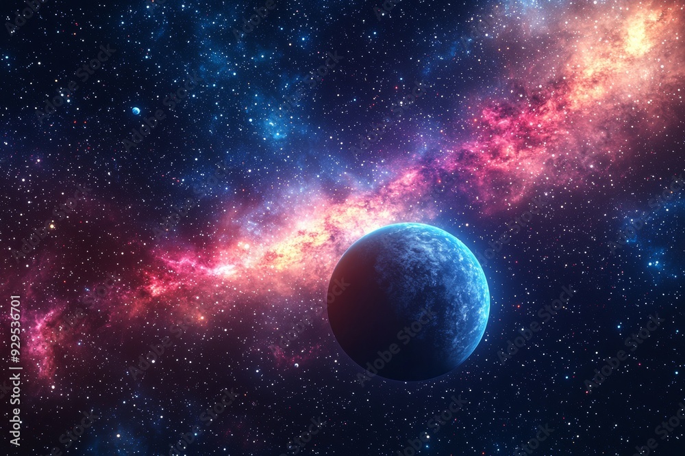 Obraz premium Space cosmic illustration with planets scene created with Generative AI