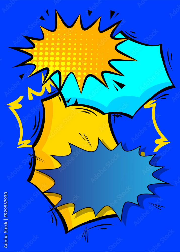 Cartoon Yellow and Blue background, comic book backdrop. Retro vector comics pop art design. Cartoon Yellow and Blue background, comic book backdrop. Retro vector comics pop art design.