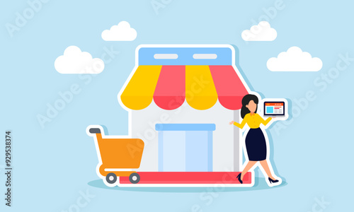 Efficiently and effectively managing a products marketplace account, crafted to attract customers concept of A businesswoman organizing her business marketplace account