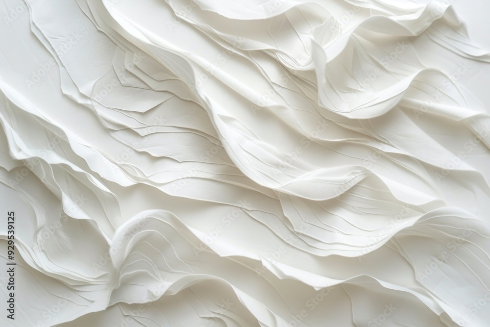 A close-up view of a wall made entirely of white paper, with intricate details and texture A close-up view of a wall made entirely of white paper, with intricate details and texture
