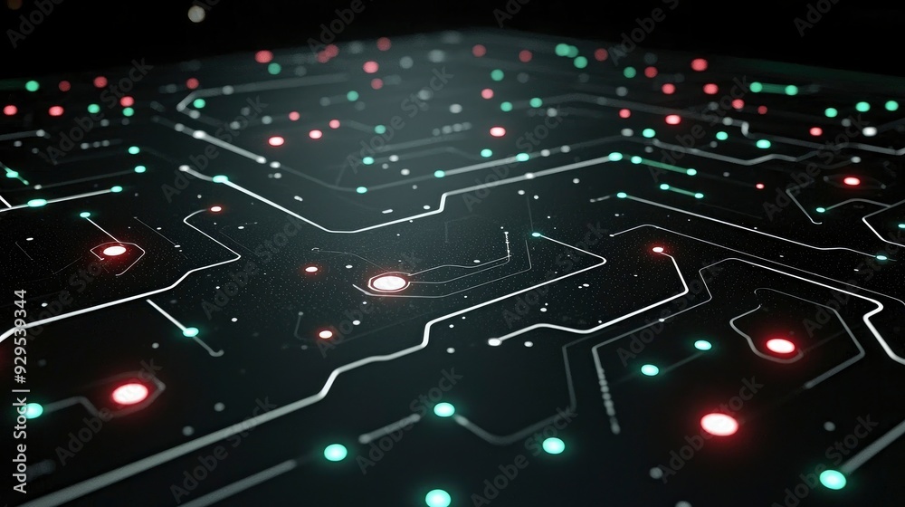 Abstract Circuit Board with Glowing Lights Abstract Circuit Board with Glowing Lights