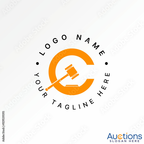 Logo design graphic concept abstract creative premium vector stock initial C font judge gavel law firm advocate jury Related monogram typography crime