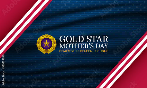 Gold star mothers day background vector illustration