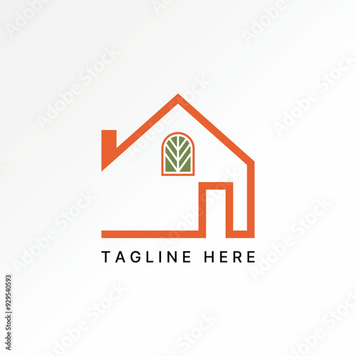 Logo design graphic concept abstract creative premium vector stock simple line home reusable window leaf. Related green house environmentally friendly