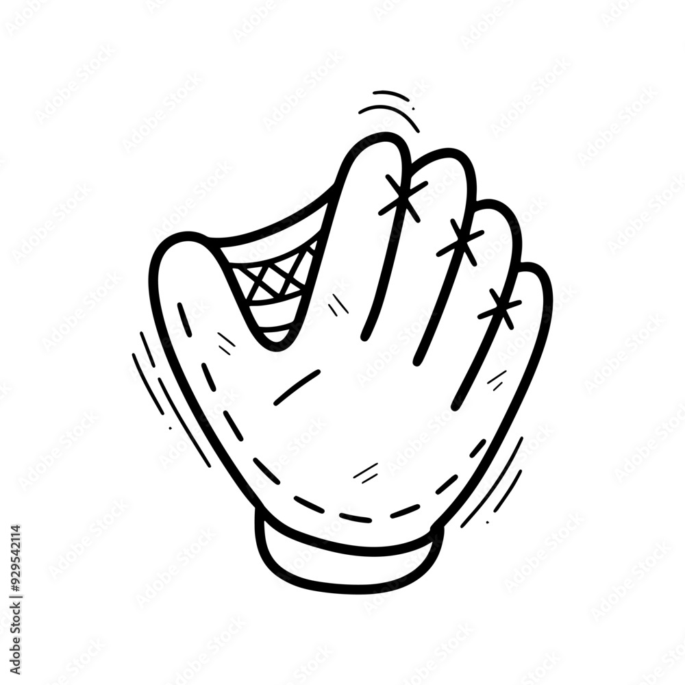 Hand Drawn Baseball Glove Illustration. Doodle Vector. Isolated on White Background - EPS 10 Vector