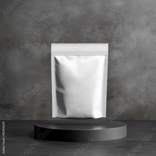 Minimalist white packaging on a pedestal, perfect for product display or branding in a modern environment.