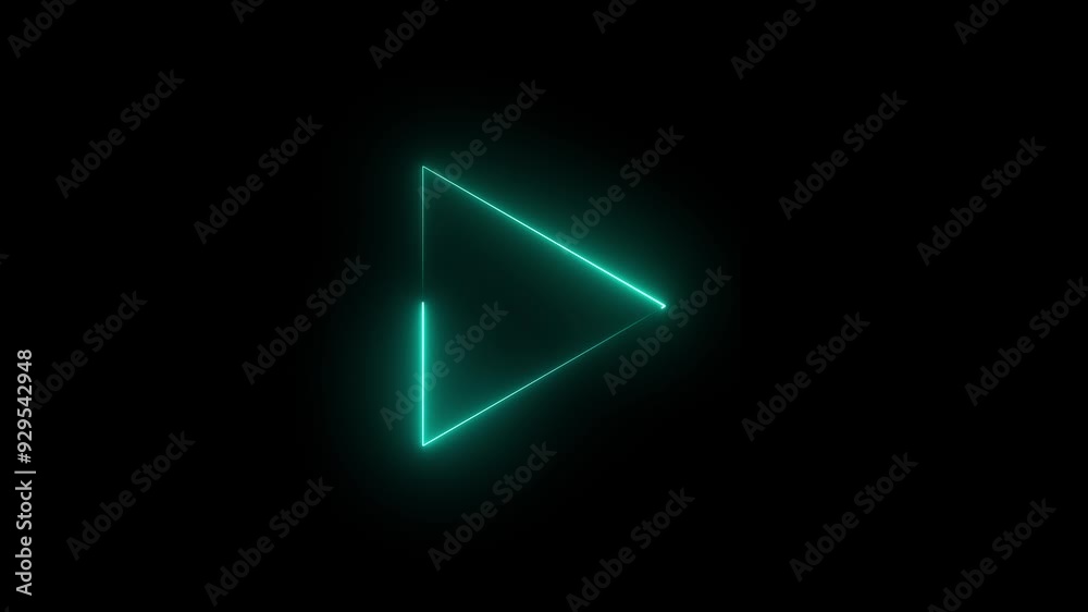 Media control play icon glowing neon shine icon animation on background.