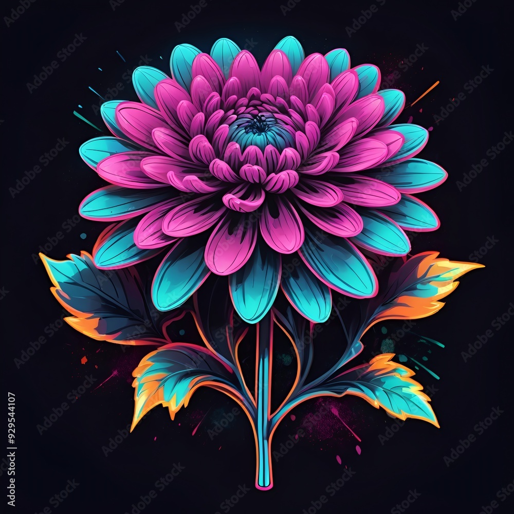 Neon Bloom: A Vivid Flower Painting Neon Bloom: A Vivid Flower Painting