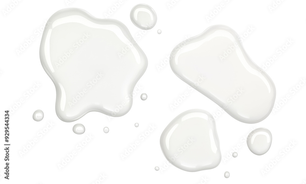 Spilled milk puddle isolated on white background and texture, top view
