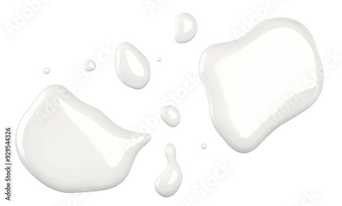 Spilled milk puddle isolated on white background and texture, top view