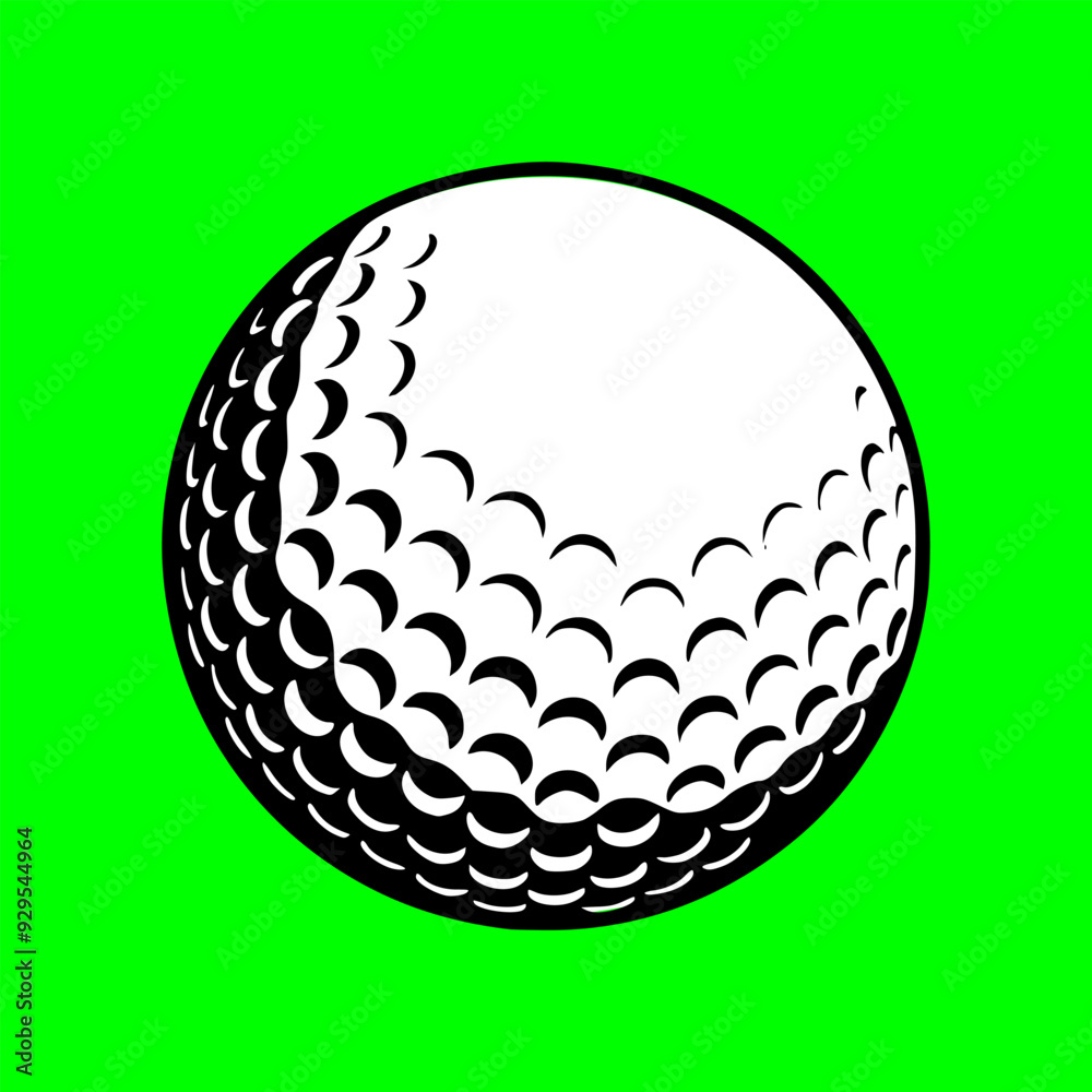 Vector Golf Ball - Gray and White Isolated Icon, on green background Vector Golf Ball - Gray and White Isolated Icon, on green background