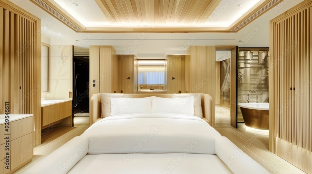 Modern Hotel Suite with Wooden Accents Modern Hotel Suite with Wooden Accents