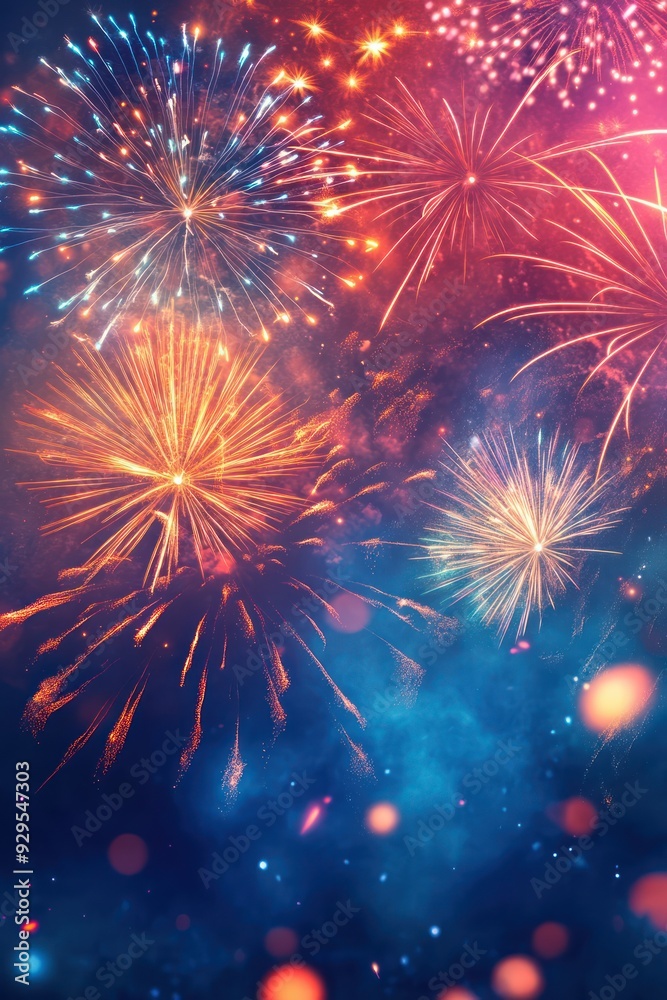 Fototapeta premium Colorful Fireworks on twilight background