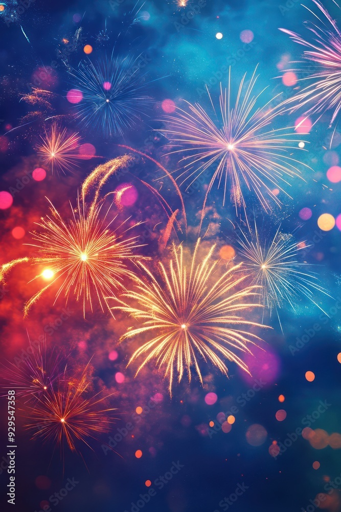 Fototapeta premium Colorful Fireworks on twilight background