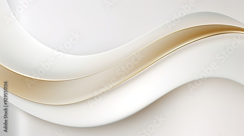 Abstract white and gold background with curved lines.