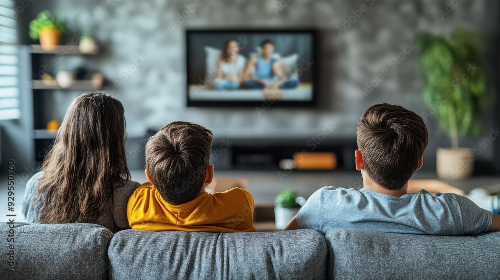 Families, friends and individuals watching TV at home Families, friends and individuals watching TV at home