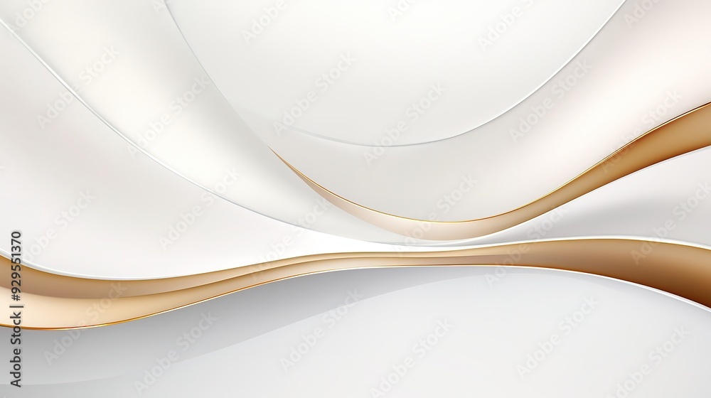 Abstract white and gold background with curved lines. Abstract white and gold background with curved lines.