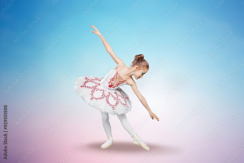 Fototapeta premium Graceful and poised happy young ballet dancer