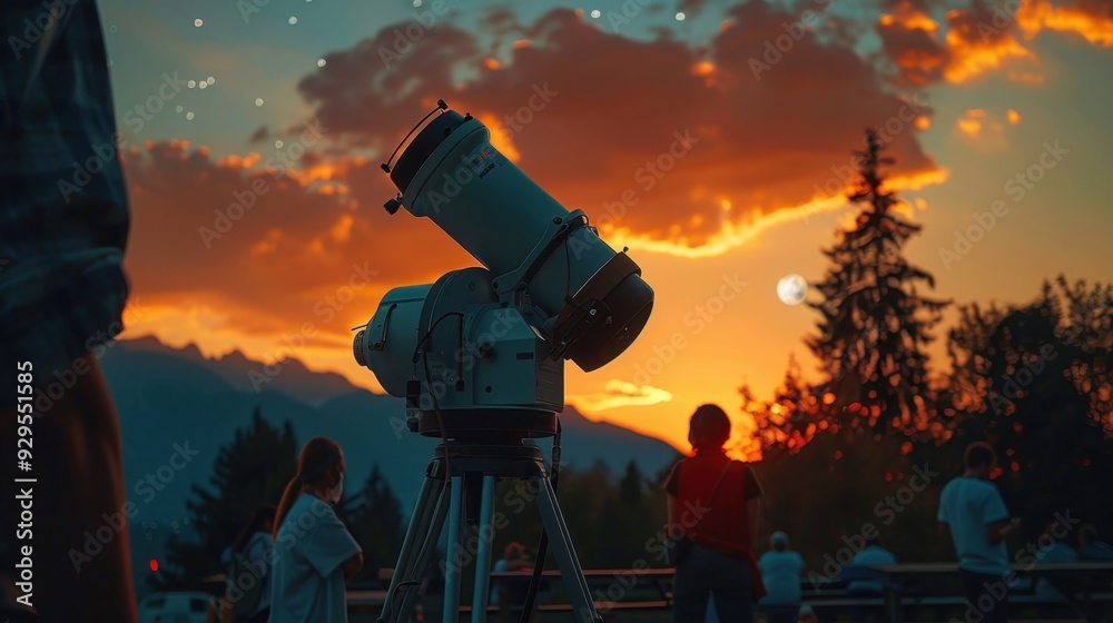 Fototapeta premium Visit an Observatory: Head to a local observatory in the evening for a chance to view celestial wonders through powerful telescopes. Explore the night sky like never before. 