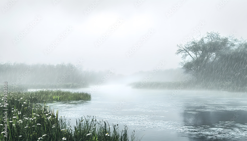 Fototapeta premium rainy day scene wallpaper