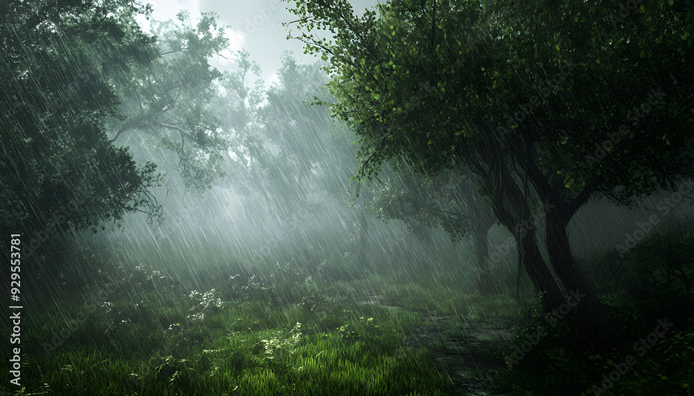 Obraz premium rainy day scene wallpaper