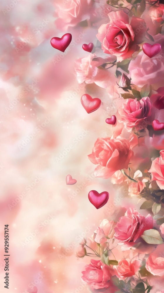 A captivating Valentine's Day background featuring romantic elements like hearts and roses, set against a soft, elegant backdrop to evoke a sense of love and celebration A captivating Valentine's Day background featuring romantic elements like hearts and roses, set against a soft, elegant backdrop to evoke a sense of love and celebration