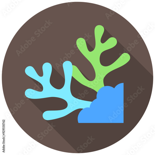 Coral Bleaching rounded multi color icon, related to ecology and environment theme. Use for modern concept, UI or UX kit, web and app development.