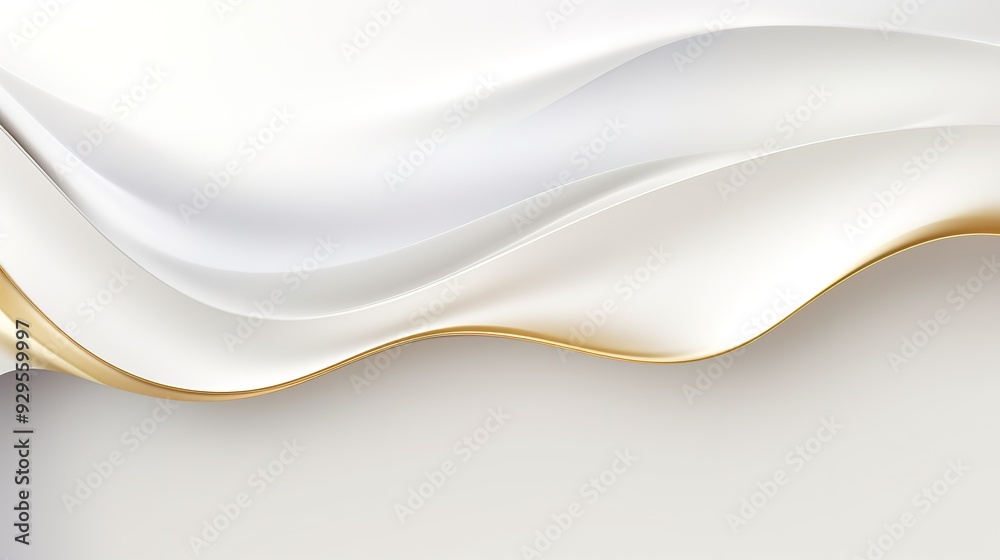 Abstract white and gold background with wavy lines.