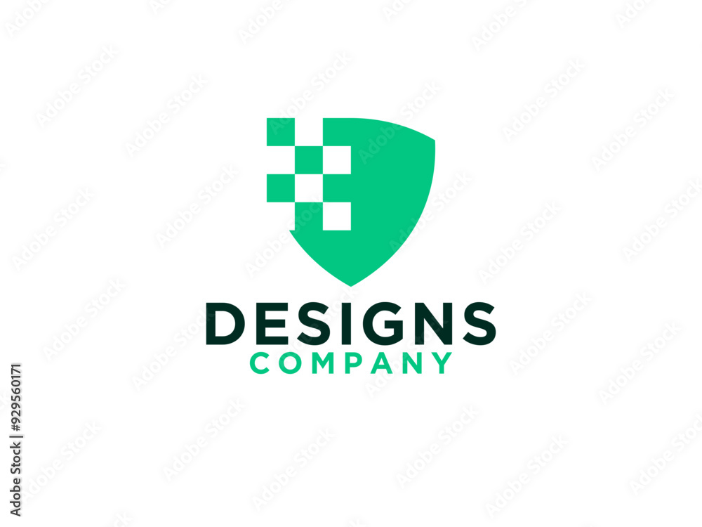 Pixel Shield Security Logo isolated on white background. Pixel Shield Security Logo isolated on white background.