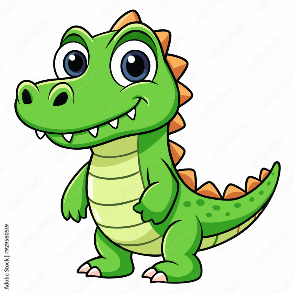 Fototapeta premium crocodile cartoon isolated on white, crocodile vector illustration, Pet vector art, crocodile silhouette, Animal icon, crocodiles line art, eps