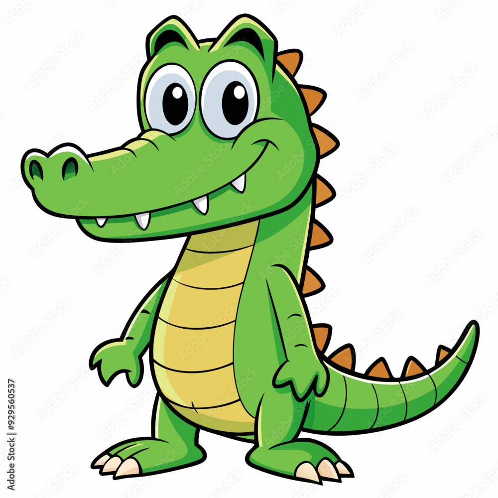 Fototapeta premium crocodile cartoon isolated on white, crocodile vector illustration, Pet vector art, crocodile silhouette, Animal icon, crocodiles line art, eps