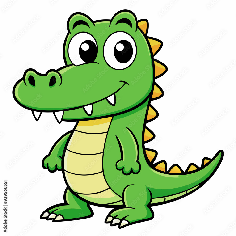 Fototapeta premium crocodile cartoon isolated on white, crocodile vector illustration, Pet vector art, crocodile silhouette, Animal icon, crocodiles line art, eps