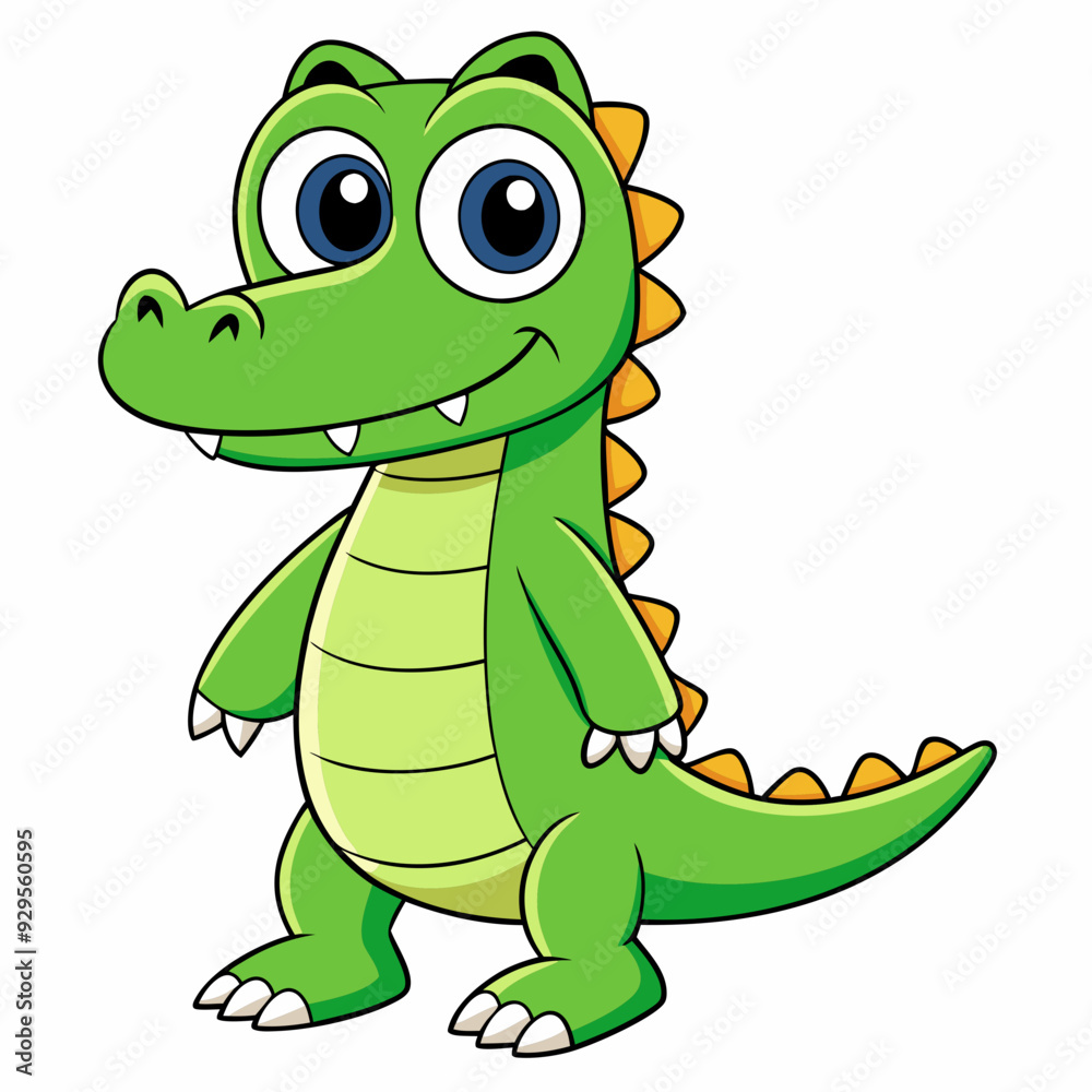 Fototapeta premium crocodile cartoon isolated on white, crocodile vector illustration, Pet vector art, crocodile silhouette, Animal icon, crocodiles line art, eps