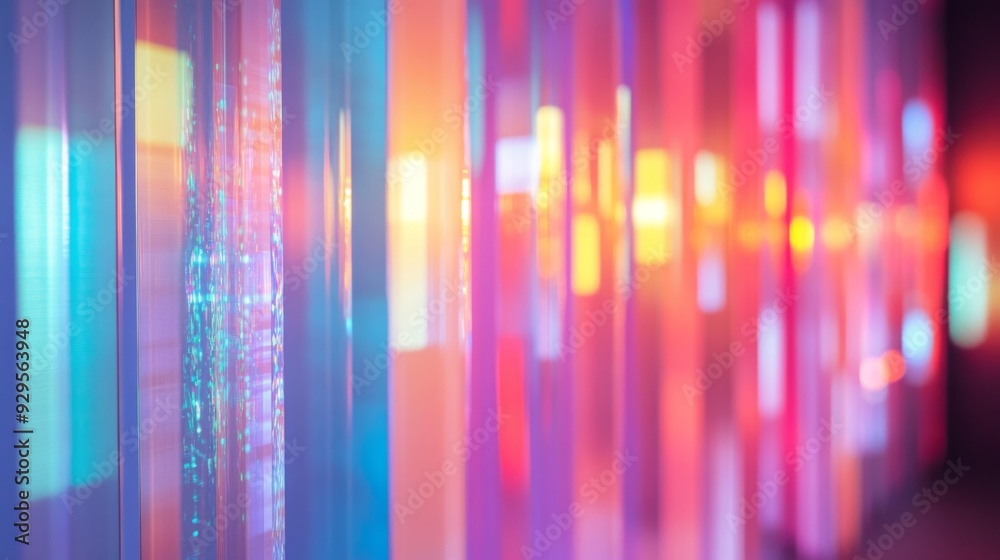 A detailed view of a modern light installation with changing colors, creating a mesmerizing visual effect and dynamic light patterns. A detailed view of a modern light installation with changing colors, creating a mesmerizing visual effect and dynamic light patterns.
