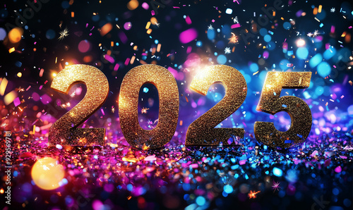 2025 Happy New Year Background Design. Greeting Card, Banner, Poster. Vector Illustration.
