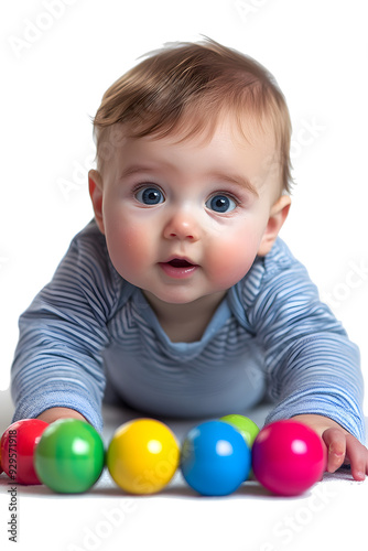 baby child playing with colorful ball, PNG files, transparent background