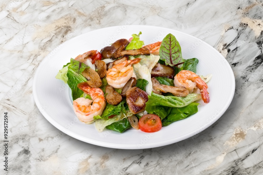 Tasty fresh healthy salad in plate Tasty fresh healthy salad in plate