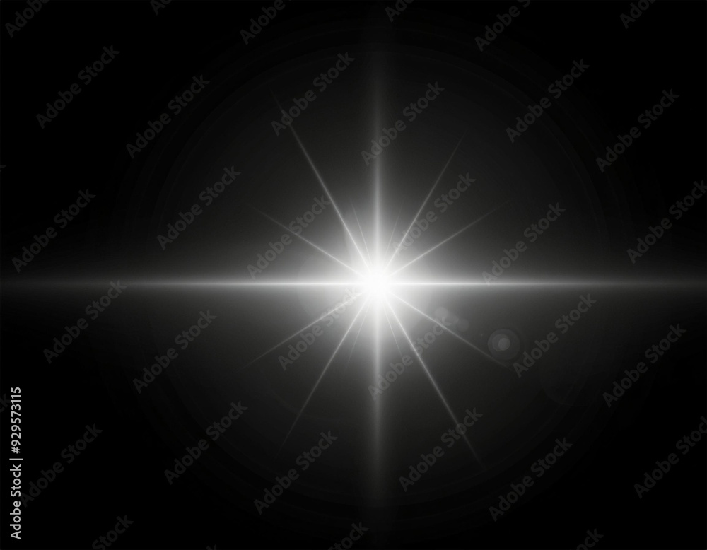 Obraz premium white light lens flare effect in black background