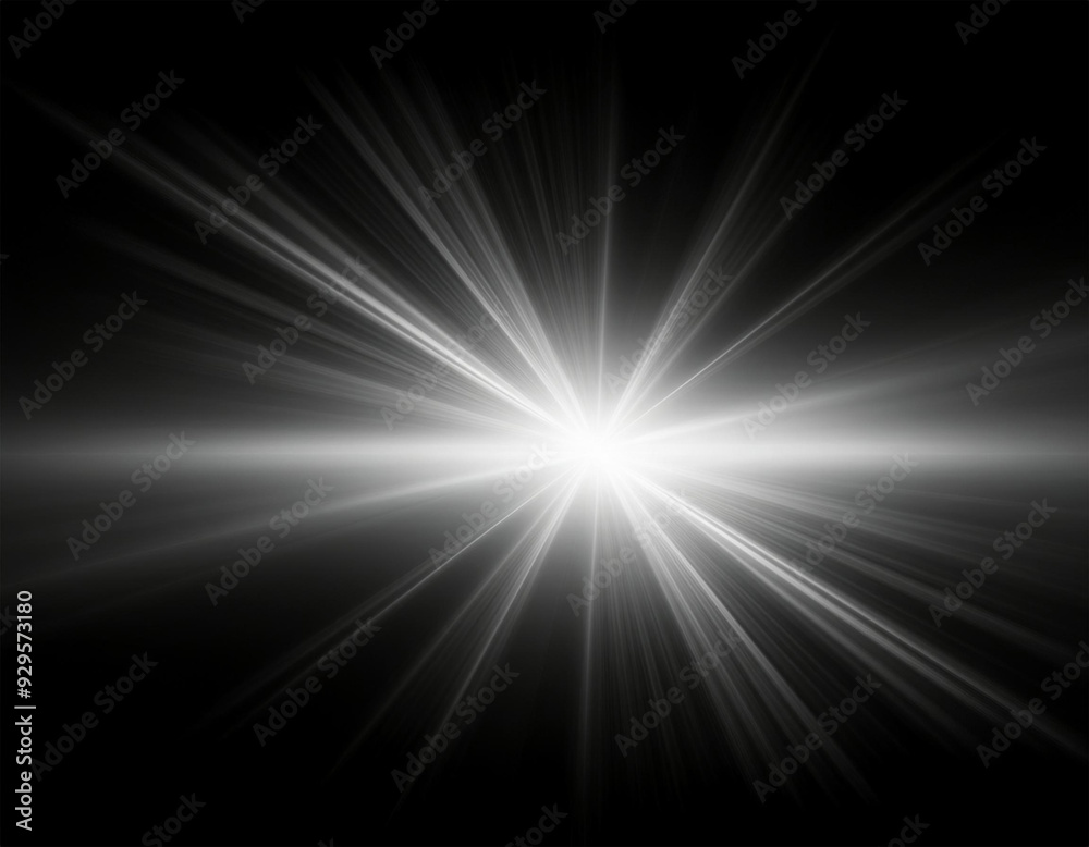 Fototapeta premium white light lens flare effect in black background