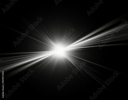 white light lens flare effect in black background