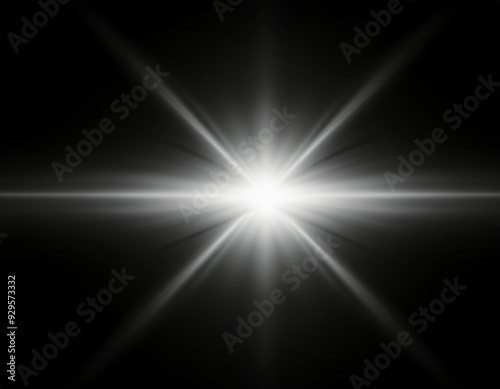 white light lens flare effect in black background